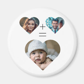 Customizable family photo collage Her Him = Baby Magnet