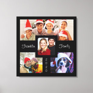 Customizable family photo text canvas wall art
