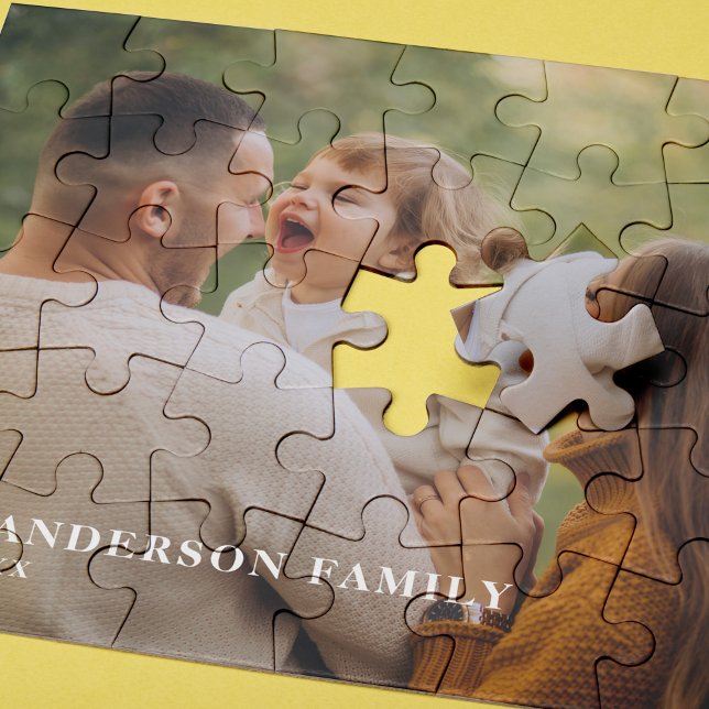 Customizable Family Photo with Personalized Text Jigsaw Puzzle (Creator Uploaded)