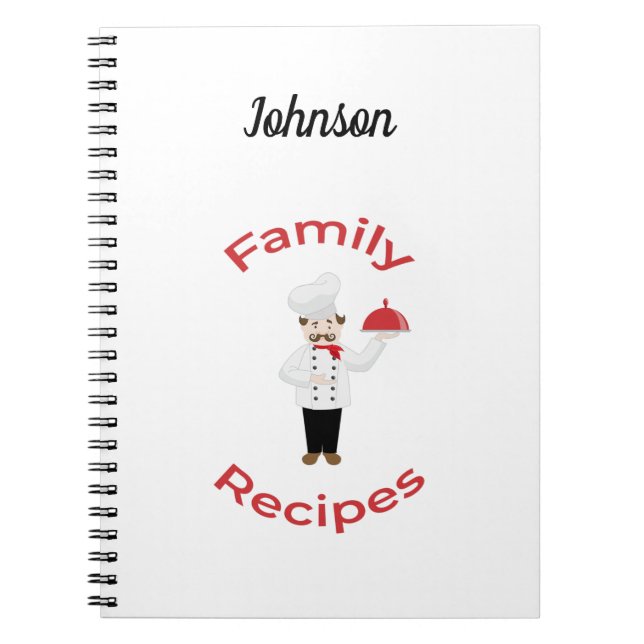 Customizable Family Recipe Book Italian Chef Notes (Front)