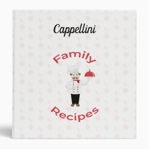 Customizable Family Recipe Book with Italian Chef 3 Ring Binder