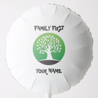 Customizable family reunion green tree balloon