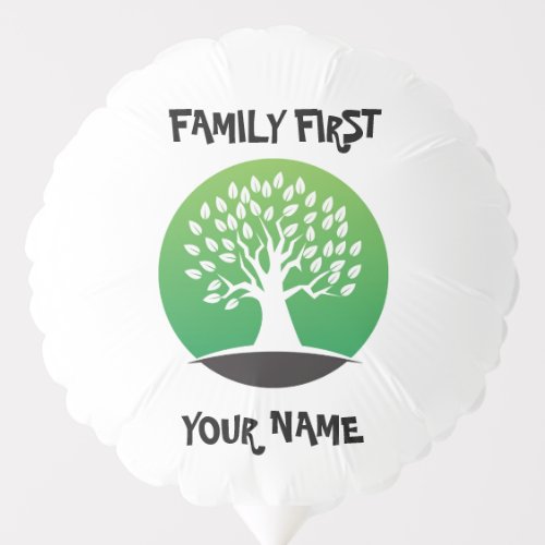 Customizable family reunion green tree balloon