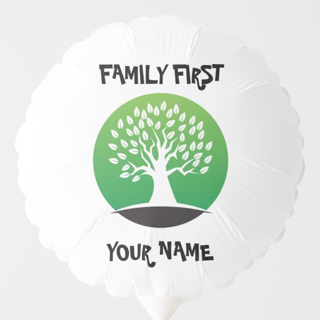 Customizable family reunion green tree balloon (Front)