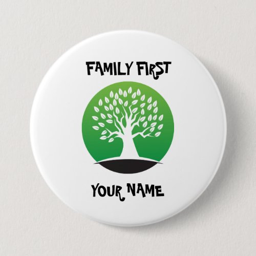 Customizable family reunion green tree button