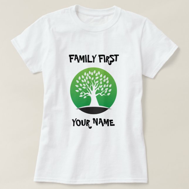 Customizable family reunion green tree T-Shirt (Design Front)