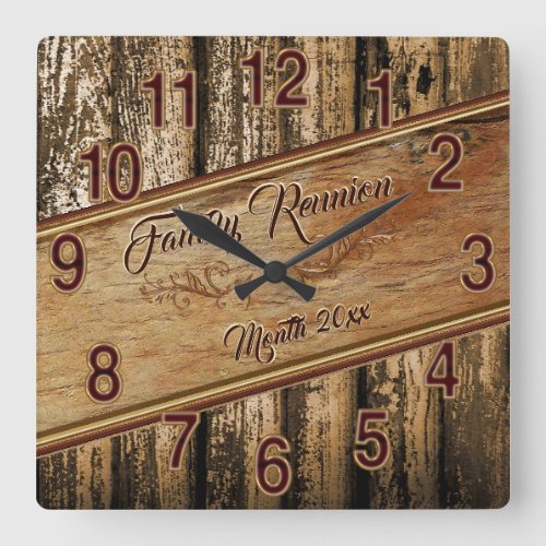 Customizable Family Reunion Keepsakes Gifts Square Wall Clock