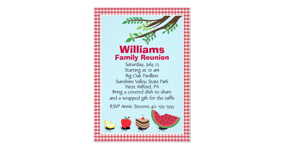 Customizable Family Reunion Picnic Card Zazzle