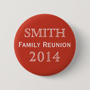 Customizable Family Reunion Red Pinback Button