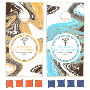 customizable family reunion tree strokes cornhole set