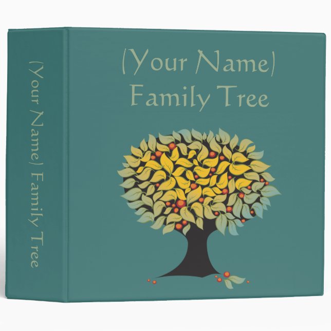Customizable Family Tree Blue Binder (Front/Spine)