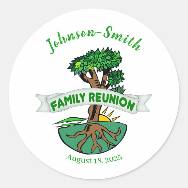 Customizable Family Tree Reunion Stickers (Front)