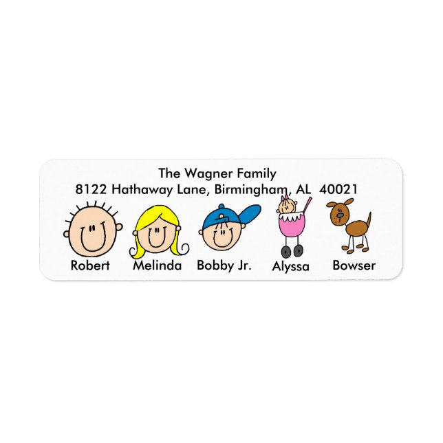 Customizable Family With Dog Address Labels (Front)