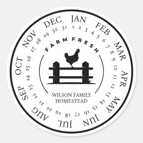 Customizable Farm Fresh Egg Carton Laid Date Classic Round Sticker