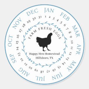 Customizable Farm Fresh Egg Carton Laid Date Classic Round Sticker