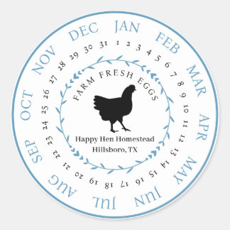Customizable Farm Fresh Egg Carton Laid Date Classic Round Sticker