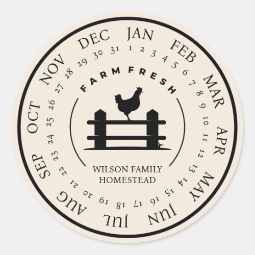 Customizable Farm Fresh Egg Carton Small Business Classic Round Sticker