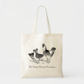 Customizable farm shop vintage chicken tote bag