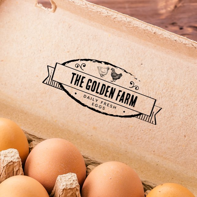 Customizable Farmhouse  Chicken Egg Business Rubber Stamp (Creator Uploaded)