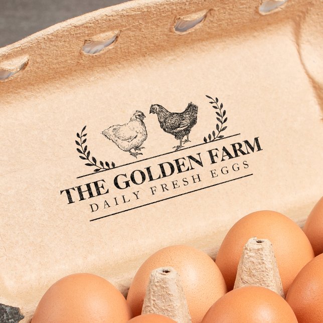 Customizable Farmhouse  Chicken Egg Business Self-inking Stamp (Creator Uploaded)