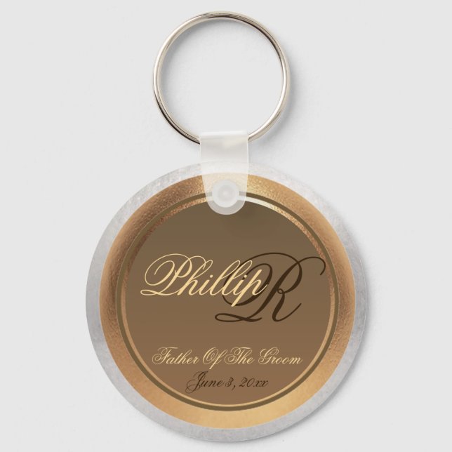 Customizable Father Of The Groom Keepsake Keychain (Front)