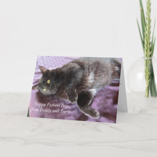Customizable Fathers Day Card with Cat