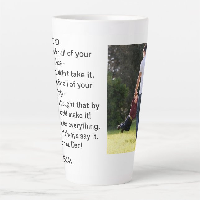 Customizable Father's Day Photo Latte Mug (Front)