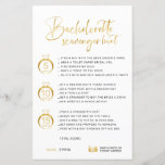 Customizable Faux Gold Bachelorette Scavenger<br><div class="desc">Beautiful customizable Bachelorette Scavenger Hunt Game! You can personalize it with your games,  the points,  and the bride's name.</div>