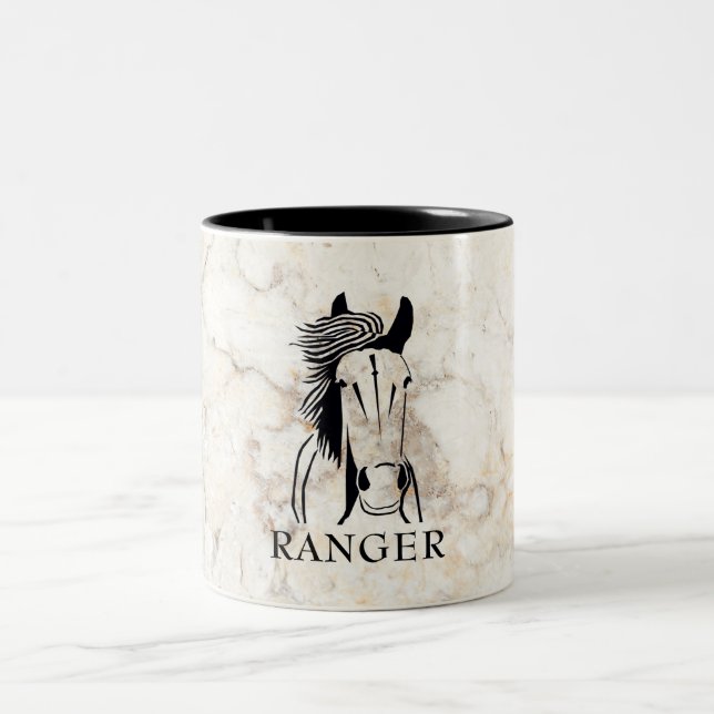 Customizable Faux Marble Artistic Horse Mug (Center)