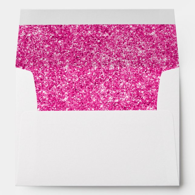 Customizable Faux Photo Hot Pink Glitter Envelope (Back (Bottom))