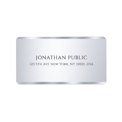 Customizable Faux Silver Modern Simple Template Label