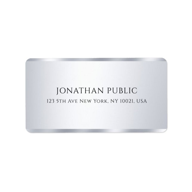 Customizable Faux Silver Modern Simple Template Label (Front)