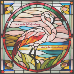 Customizable Faux Stained Glass Flamingo Sticker