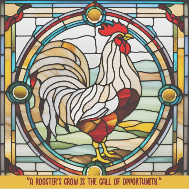 Customizable Faux Stained Glass Rooster Sticker (Front)
