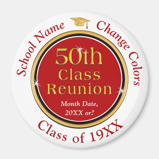 Customizable, Favors for 50th Class Reunion, Magnet (Front)