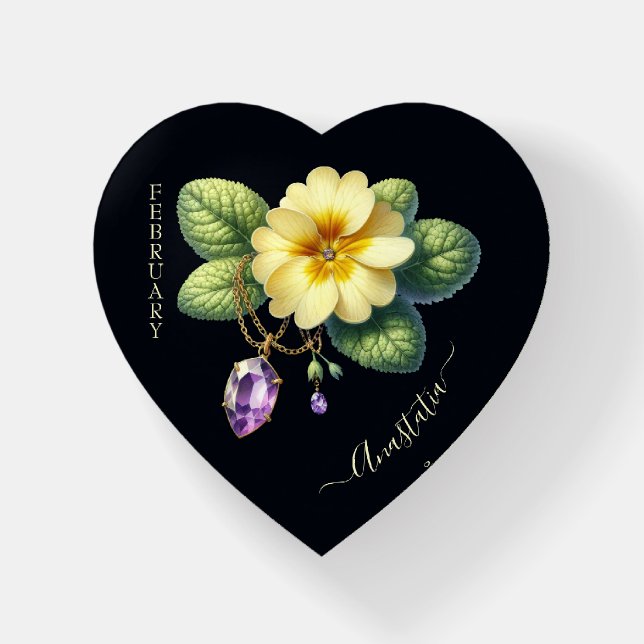 Customizable February Birth Month Paperweight (Front)