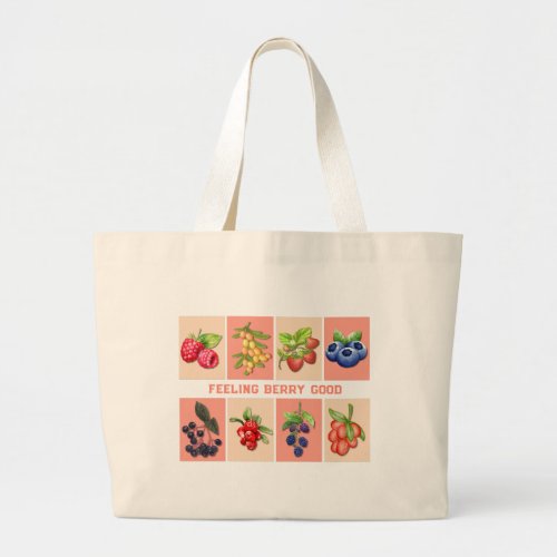 Customizable FEELING BERRY GOOD Strawberry Berries Large Tote Bag