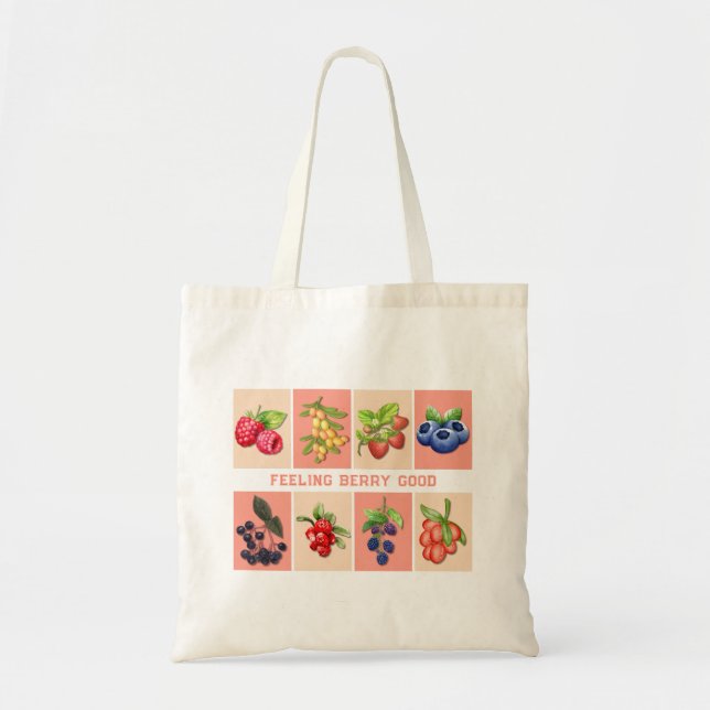 Customizable FEELING BERRY GOOD Strawberry Berries Tote Bag (Front)