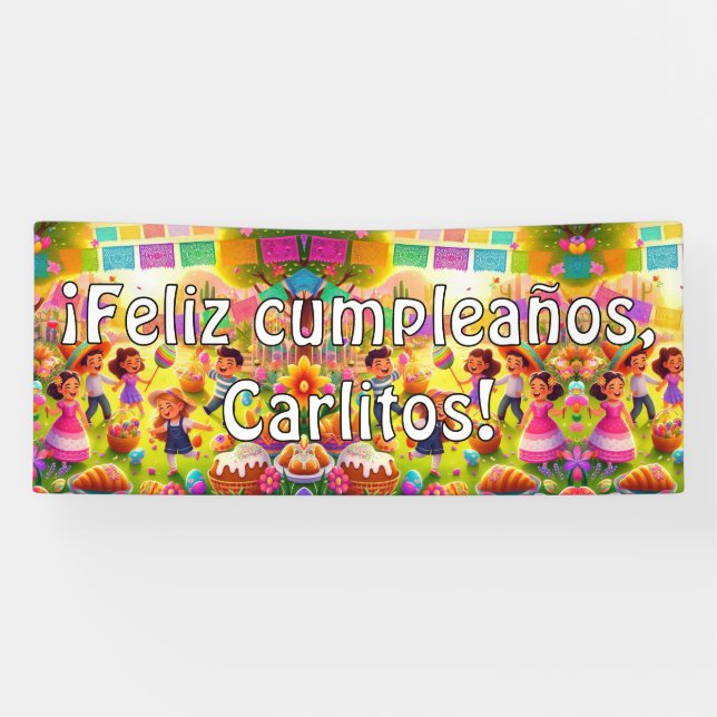 Customizable ¡Feliz cumpleaños!  Mexican Fiesta Banner (Horizontal)
