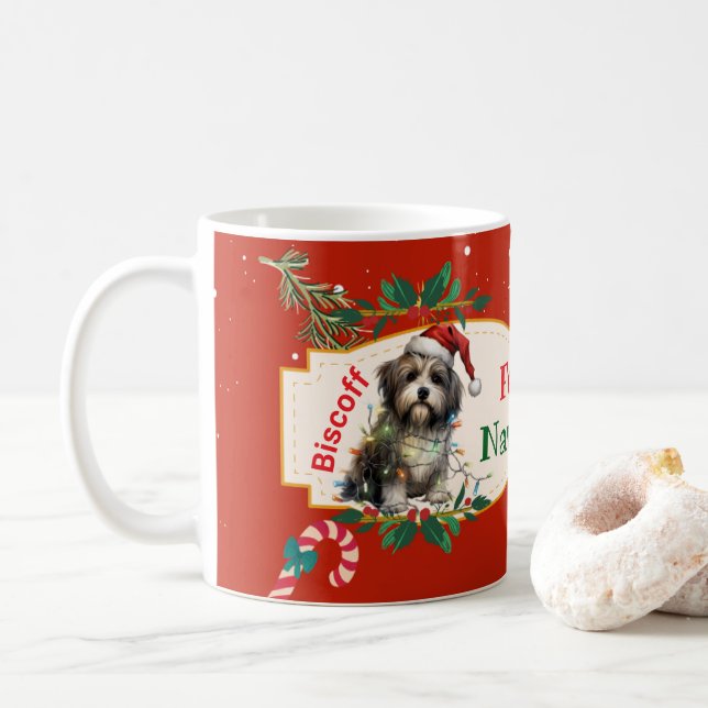 Customizable Feliz Navidog Christmas Coffee Mug (With Donut)