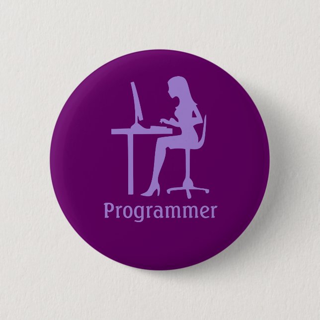 Customizable Female Silhouette Programmer Button (Front)