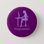 Customizable Female Silhouette Programmer Button at Zazzle