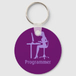 Customizable Female Silhouette Programmer Keychain at Zazzle