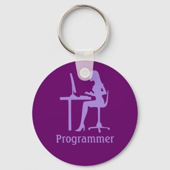 Customizable Female Silhouette Programmer Keychain by HotPinkGoblin at Zazzle