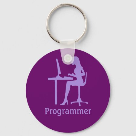 Customizable Female Silhouette Programmer Keychain