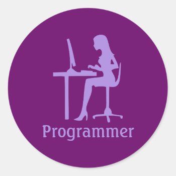 Customizable Female Silhouette Programmer Stickers by HotPinkGoblin at Zazzle