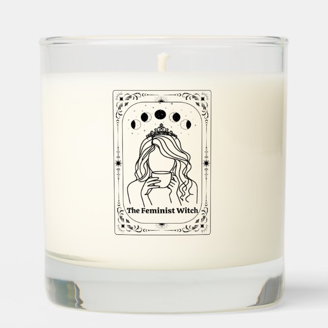 Customizable Feminist Witch Tarot Zodiac Astrology Scented Candle (Front)