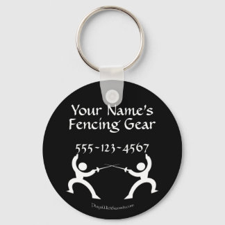 Customizable Fencing Bag Tag - white on black Keychain
