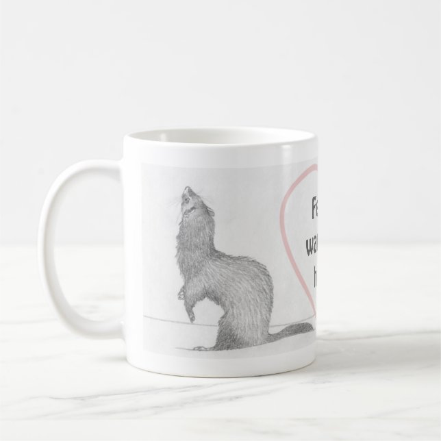Customizable Ferret Mug - Dimitri - Warm the Heart (Left)