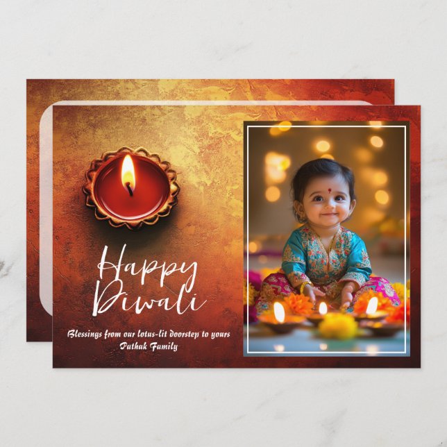 Customizable  Festival of Lights & Smiles Invitation (Front/Back)